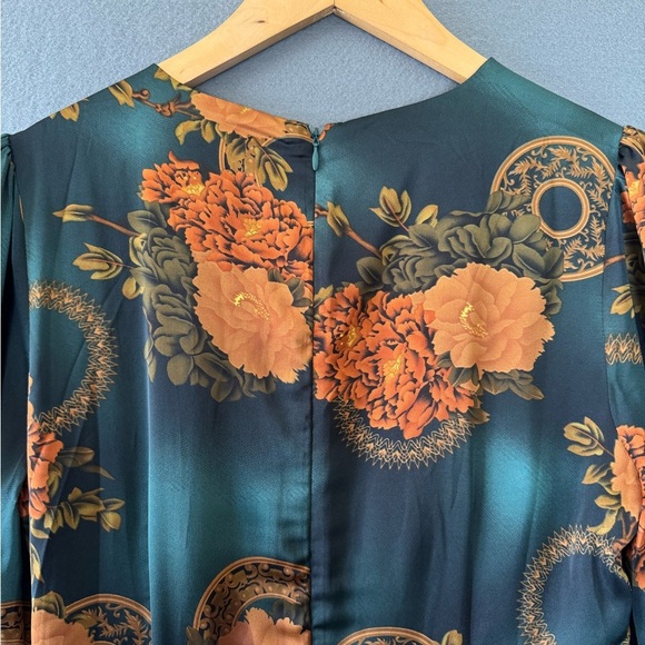 Gizelle Teal Printed Floral Maxi Dress green brown - Picture 13 of 16